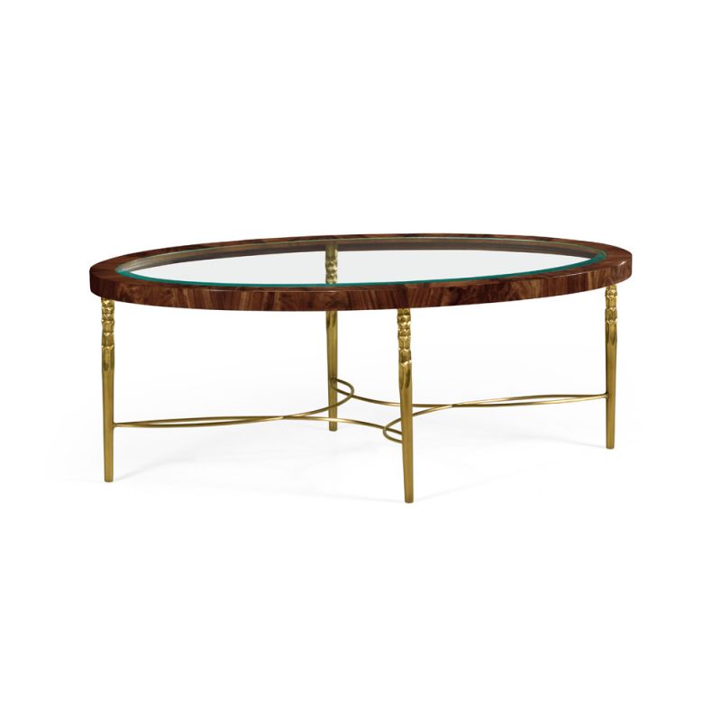 Jonathan Charles Fine Furniture - Sherwood Oak Oval Cocktail Table With Brass Base - 495649-TWC