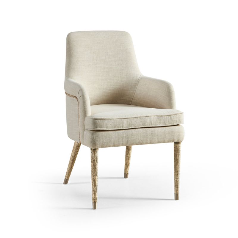 Jonathan Charles Fine Furniture - Water Shoal Linen & Grass Cloth Host Chair - 001-2-030-LOW