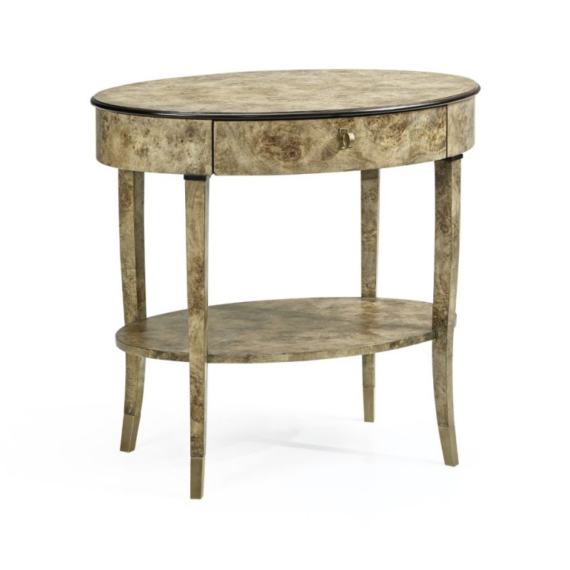 Jonathan Charles Fine Furniture - Hamilton - Oval Golden Amber Burr Bedside Table - 495998-BGA