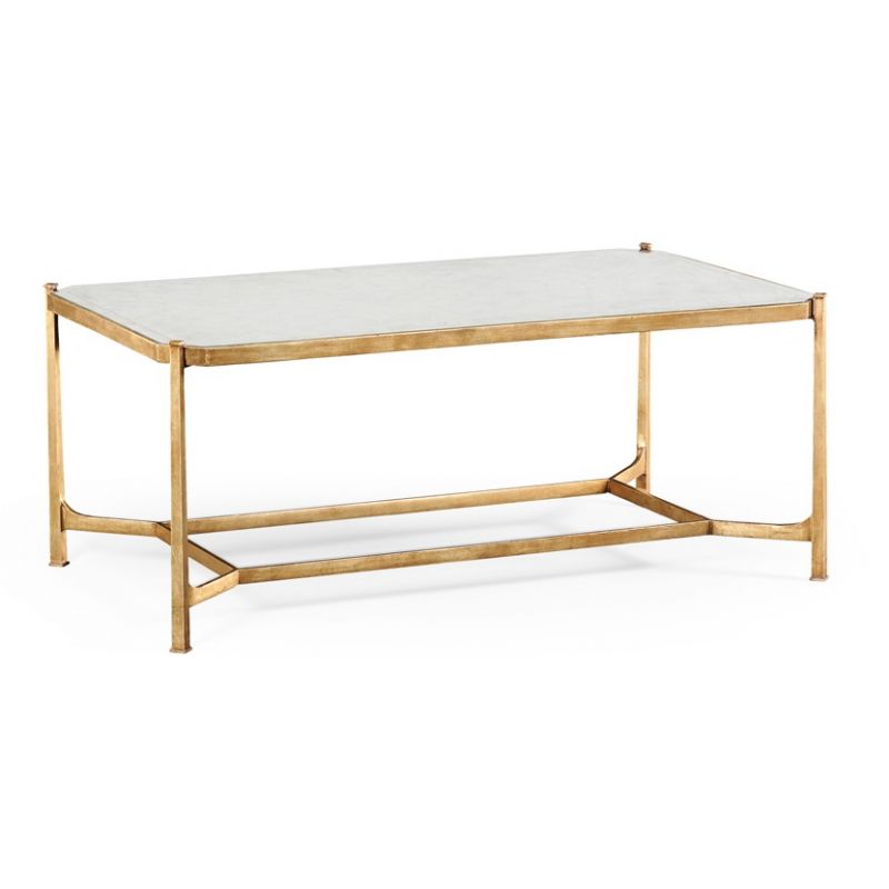 Jonathan Charles Fine Furniture - Luxe Eglomise and Gilded Iron Rectangular Coffee Table - 494144-G-GES
