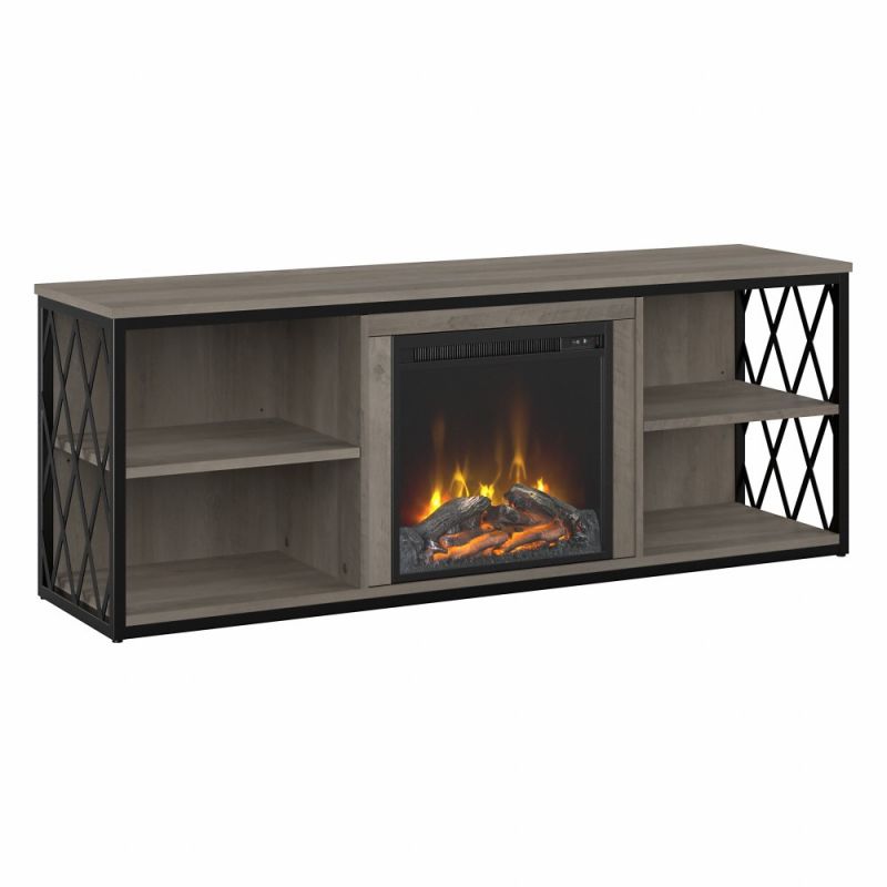 Kathy Ireland Home - City Park 60W Electric Fireplace TV Stand for 70 Inch TV in Driftwood Gray - CPK007DG