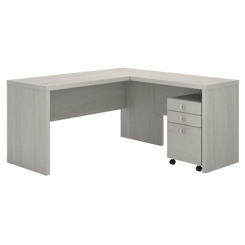 Kathy Ireland Home - Echo L Shaped Desk with Mobile File Cabinet in Gray Sand - ECH008GS