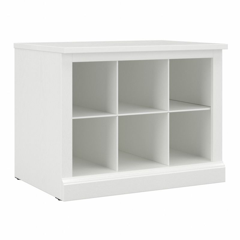 Kathy Ireland Home - Woodland 24W Small Shoe Bench with Shelves in White Ash - WDS224WAS-03