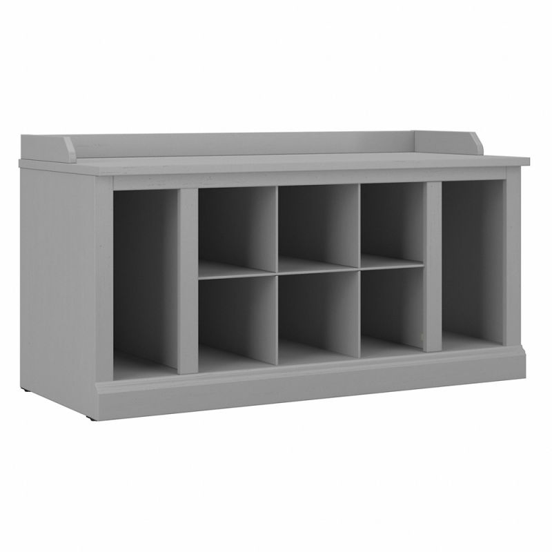 Kathy Ireland Home - Woodland 40W Shoe Storage Bench with Shelves in Cape Cod Gray - WDS240CG-03