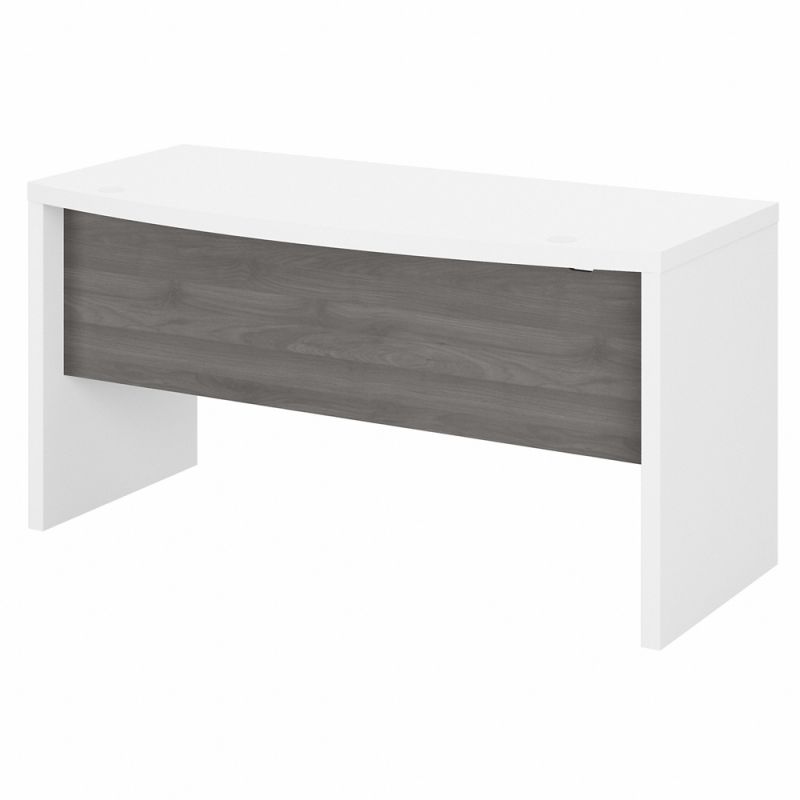 Kathy Ireland Office - Echo 60W Bow Front Desk in Pure White and Modern Gray - KI60505-03