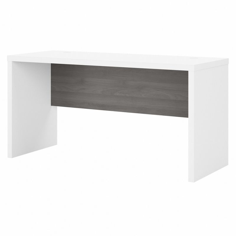 Kathy Ireland Office - Echo 60W Credenza Desk in Pure White and Modern Gray - KI60506-03