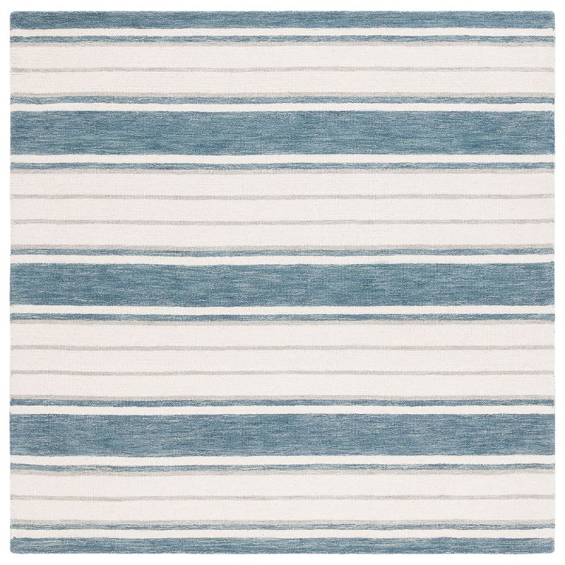 Lauren Ralph Lauren - Ballast Stripe Rug - 6' X 6' Square - Blue / Ivory