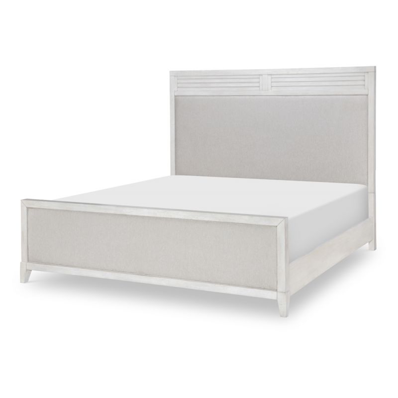 Legacy Classic Furniture - Edgewater Sand Dollar Complete Upholstered Bed King 66 White Finish - 1313-4206K