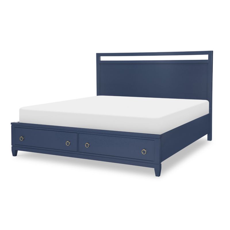 Legacy Classic Furniture - Summerland Inkwell Complete Panel Bed W Storage King 66 Blue Finish - 1162-4136K