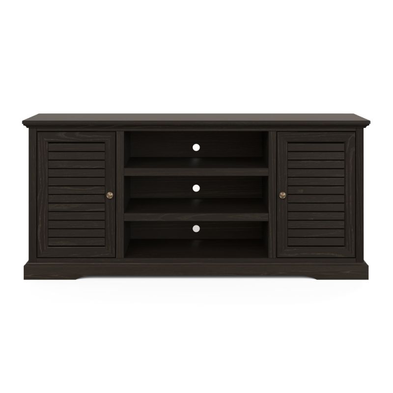 Legends Furniture - Bridgevine Home 66 in. Black Finish Solid Wood TV Stand (TVs up to 75 in.) - TP1221.CLV