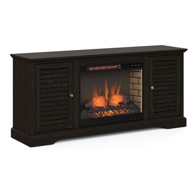 Legends Furniture - Bridgevine Home 68 in. Black Finish Solid Wood Fireplace TV Stand. - TP5120.CLV