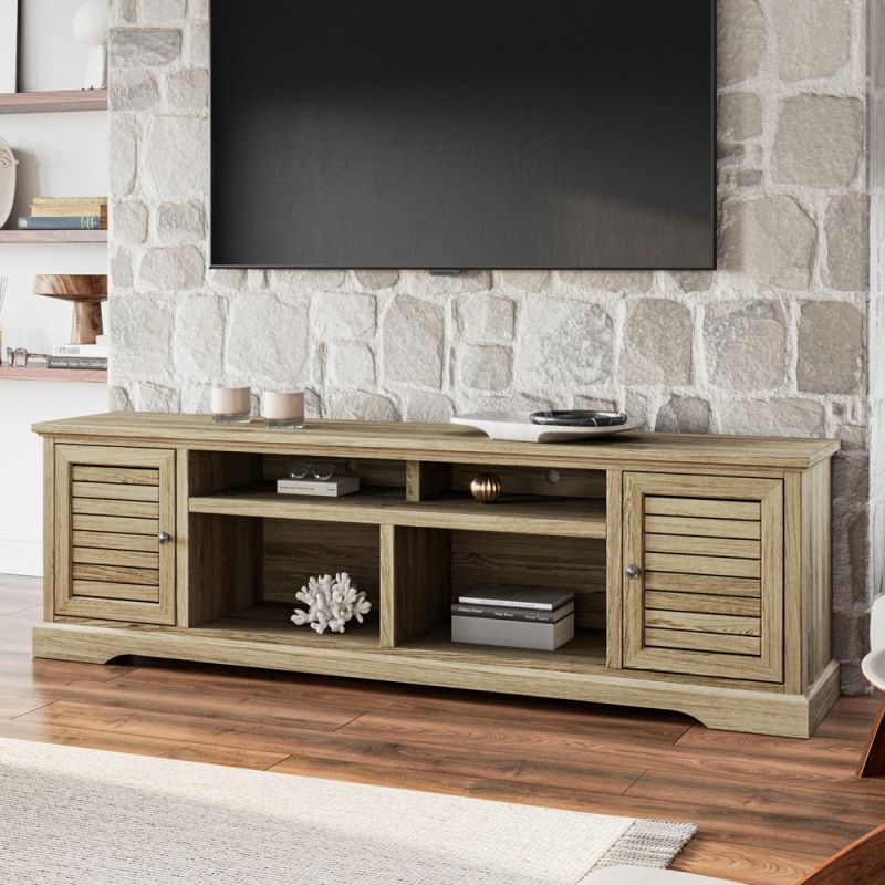 Legends Furniture - Bridgevine Home 83 in. Alabaster Finish Solid Wood TV Stand (TVs up to 100 in.) - TP1212.ALB