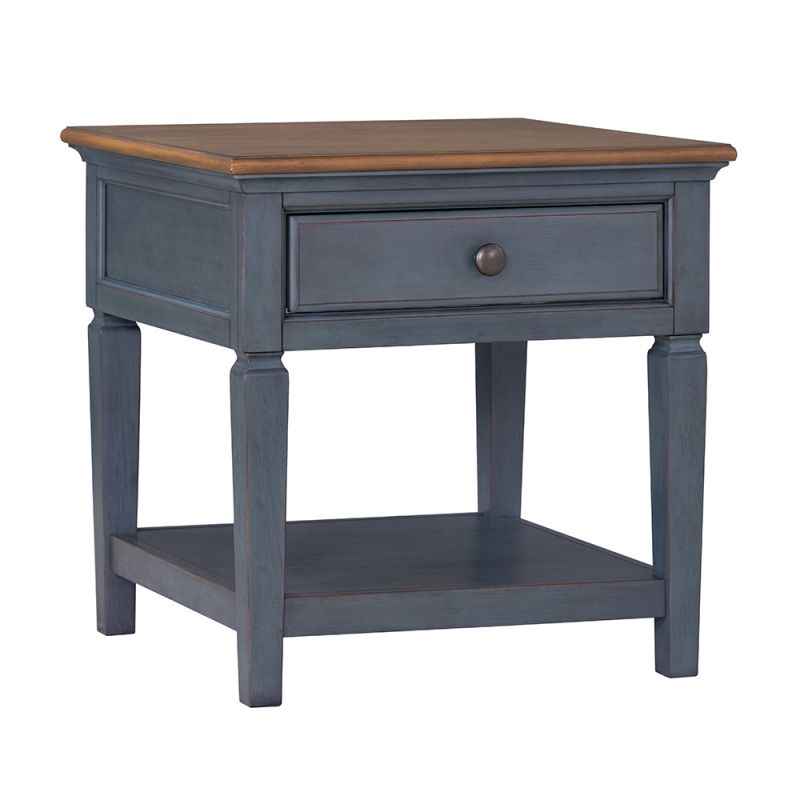 Legends Furniture - Bridgevine Home Americana 24 inch End Table, No Assembly Required, Corduroy Blue Finish - ZAMR-4100