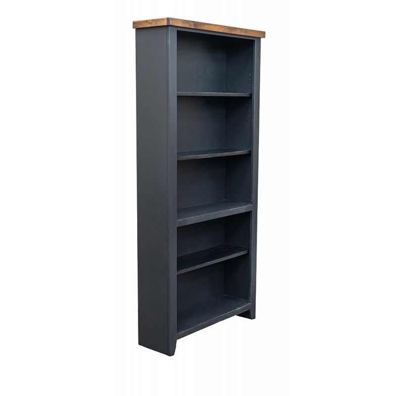 Legends Furniture - Bridgevine Home Essex 72 inch high 5-shelf Bookcase, No Assembly Required, Black and Whiskey Finish - ES6672.SWK