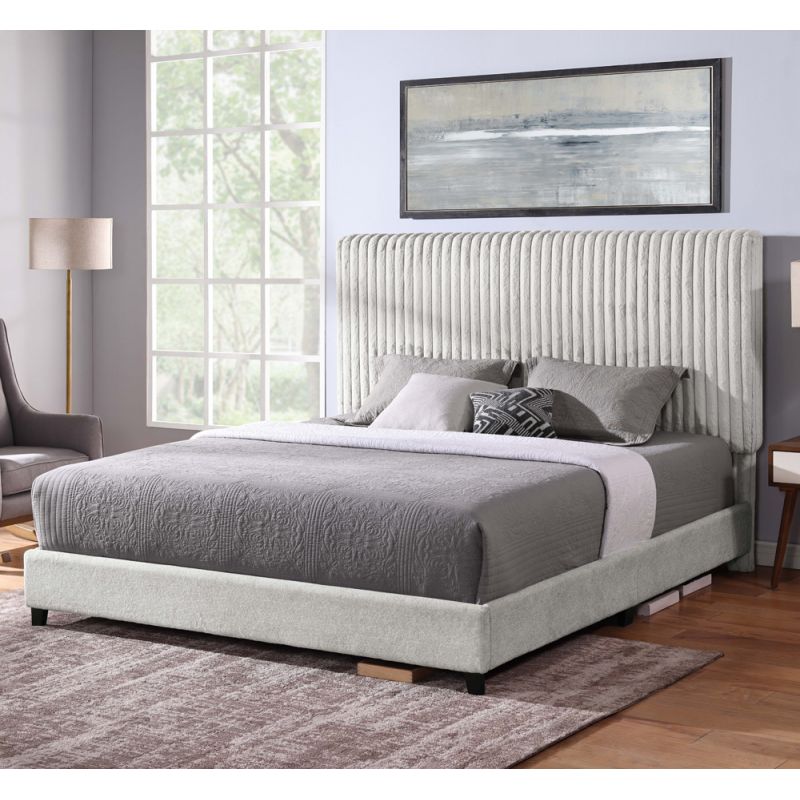 Legends Furniture - Bridgevine Home King Size Light Minky Headboard Upholstered Platform Bed - ZBRD-7003KG