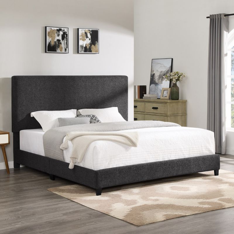 Legends Furniture - Bridgevine Home King Size Tall Grey Headboard Upholstered Platform Bed - ZBRD-7001KG