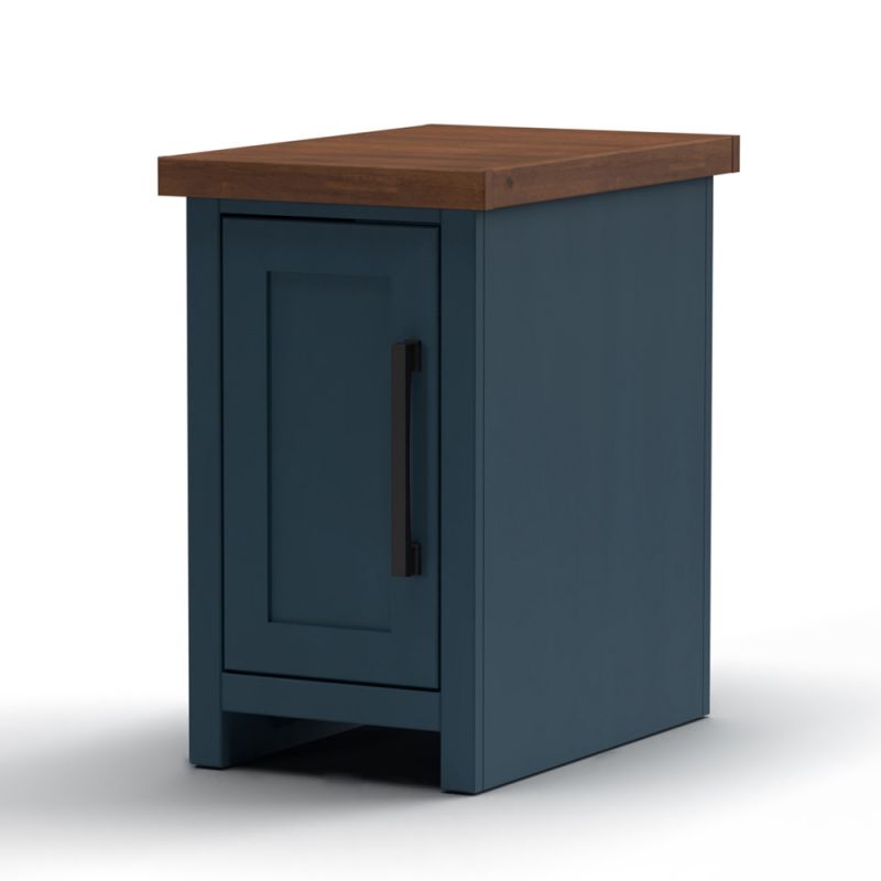 Legends Furniture - Bridgevine Home 14 in. W x 24 in. HBlue Denim and Whiskey Brown Finish Solid Wood Side Table - NT4520.BWK
