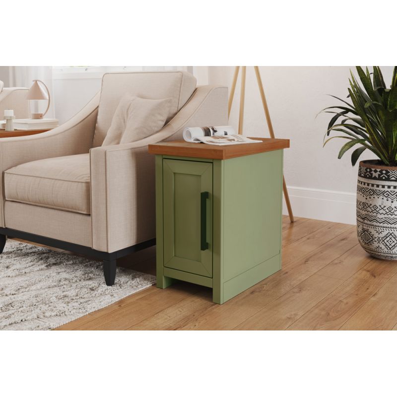 Legends Furniture - Bridgevine Home 14 in. W x 24 in. H Sage Green and Fruitwood Finish Solid Wood Side Table - VY4520.SFL