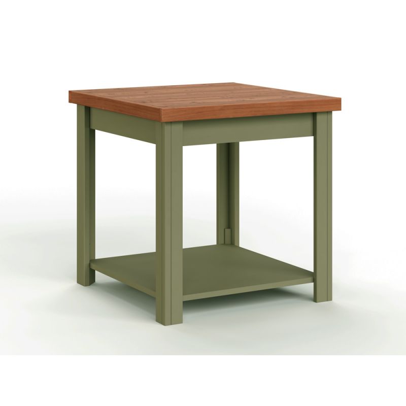 Legends Furniture - Bridgevine Home 24 in. W x 24 in. H Sage Green and Fruitwood Finish Solid Wood Side Table - VY4110.SFL