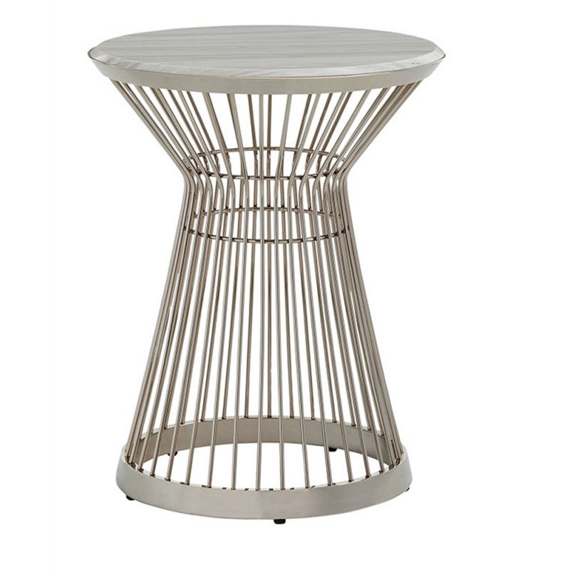 Lexington - Ariana Martini Round Accent Table In Platinum Finish Frame And Silver White Marble Top - 01-0732-950c