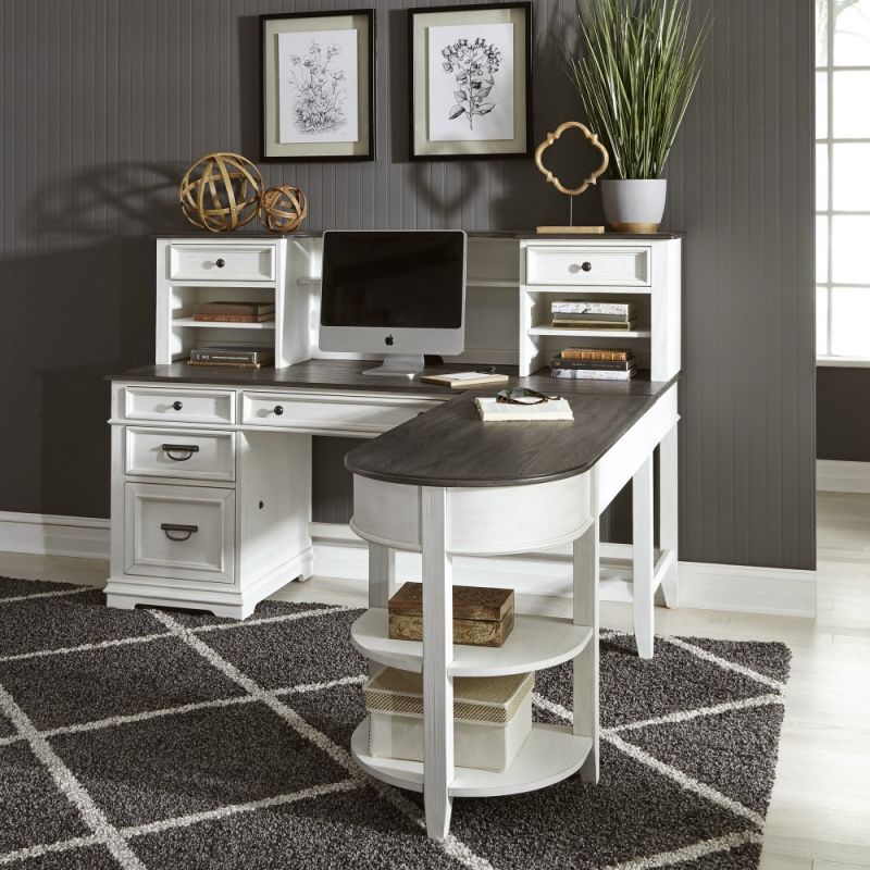 Liberty Furniture - Allyson Park L Shaped Desk Set - 417-HOJ-LSD