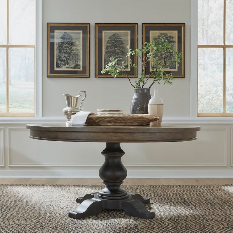Liberty Furniture - Americana Farmhouse Opt Pedestal Table  - 615-DR-OPED