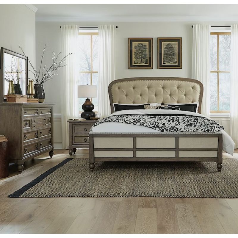 Liberty Furniture - Americana Farmhouse Queen Shelter Bed, Dresser & Mirror, Night Stand  - 615-BR-QSHDMN