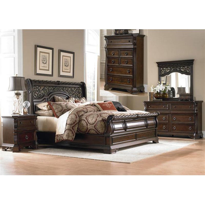 Liberty Furniture - Arbor Place 5 Piece King Sleigh Bed, Dresser & Mirror, Chest, Night Stand Set - 575-BR-KSLDMCN