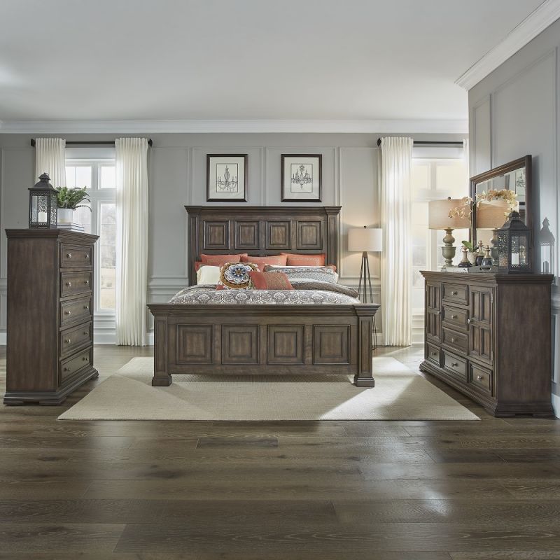 Liberty Furniture - Big Valley California King Panel Bed, Dresser & Mirror, Chest - 361-BR-CPBDMC
