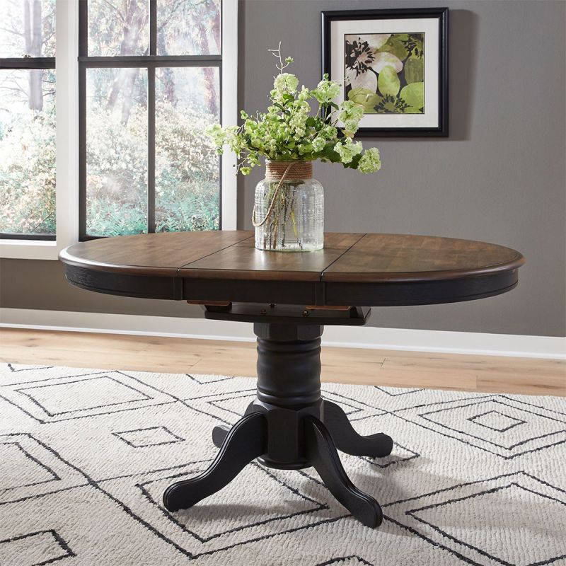 Liberty Furniture - Carolina Crossing Oval Pedestal Table - Black - 186B-CD-PED