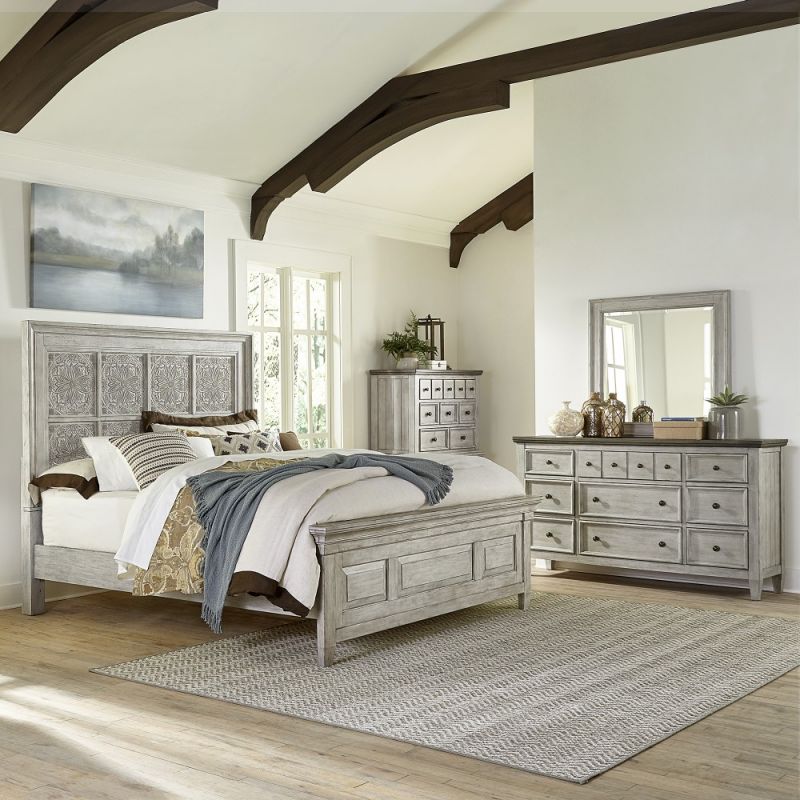 Liberty Furniture - Heartland Optional Queen Panel Bed, Dresser & Mirror, Chest - 824-BR-OQPBDMC