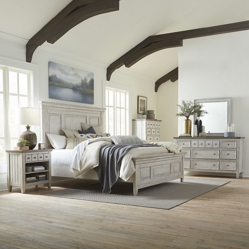 Liberty Furniture - Heartland Queen Panel Bed, Dresser & Mirror, Chest, Night Stand - 824-BR-QPBDMCN