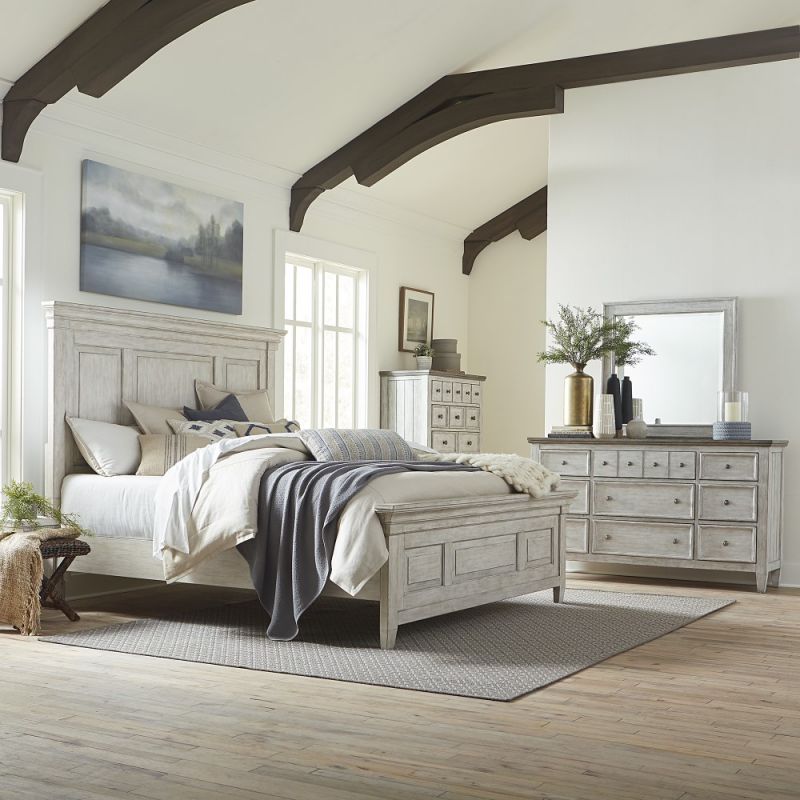 Liberty Furniture - Heartland Queen Panel Bed, Dresser & Mirror, Chest - 824-BR-QPBDMC