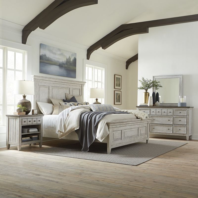Liberty Furniture - Heartland Queen Panel Bed, Dresser & Mirror, Night Stand - 824-BR-QPBDMN