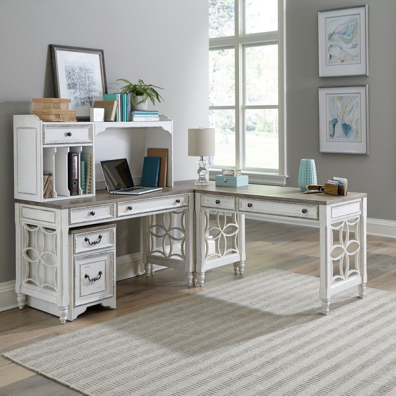 Liberty Furniture - Magnolia Manor L Shaped Leg Desk Set  - 244-HOJ-LSLD