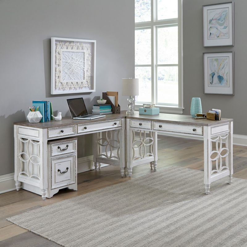 Liberty Furniture - Magnolia Manor Opt L Shaped Leg Desk Set  - 244-HOJ-OLSLD