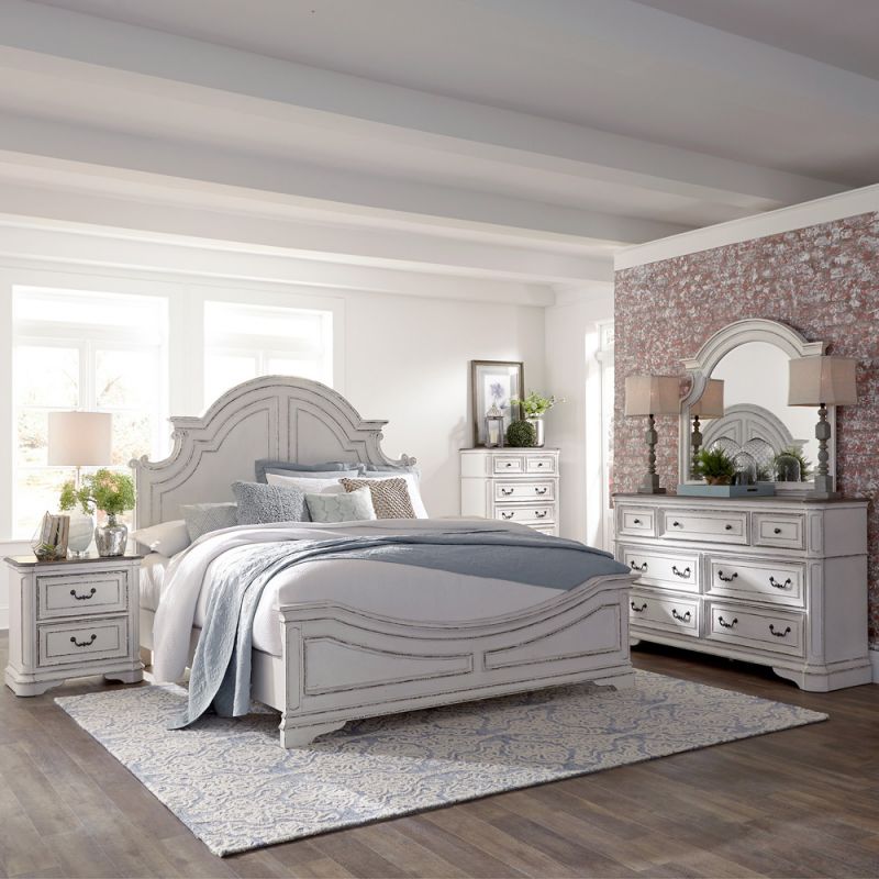 Liberty Furniture - Magnolia Manor Queen Panel Bed, Dresser & Mirror, Chest, Night Stand  - 244-BR-QPBDMCN