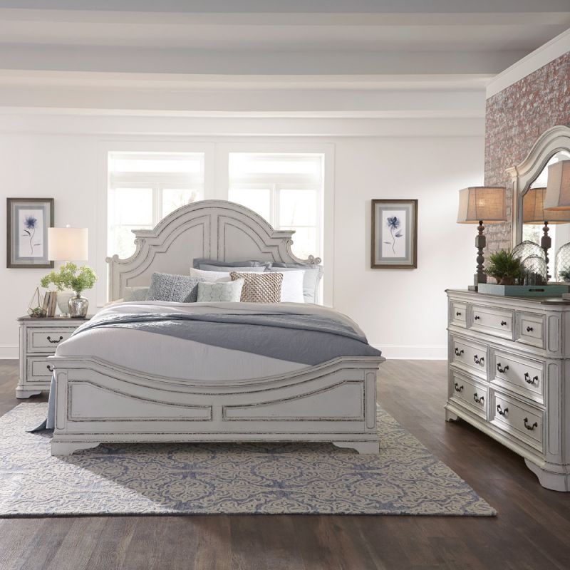 Liberty Furniture - Magnolia Manor Queen Panel Bed, Dresser & Mirror, Night Stand  - 244-BR-QPBDMN