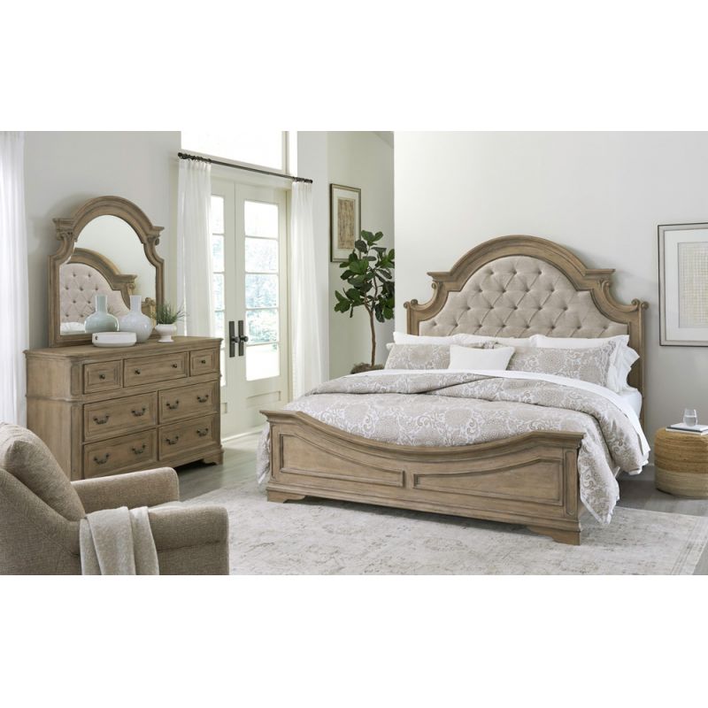 Liberty Furniture - Magnolia Manor Queen Uph Bed, Dresser & Mirror  - 244N-BR-QUBDM