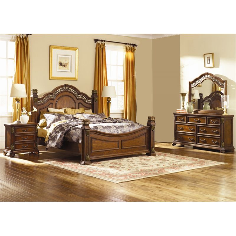 Liberty Furniture - Messina Estates 4 Piece Queen Poster Bed, Dresser & Mirror, Night Stand Set - 737-BR-QPSDMN