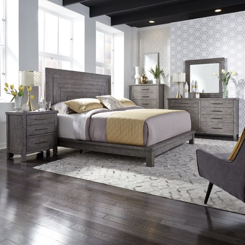 Liberty Furniture - Modern Farmhouse California King Platform Bed, Dresser & Mirror, Chest, Night Stand - 406-BR-CPLDMCN
