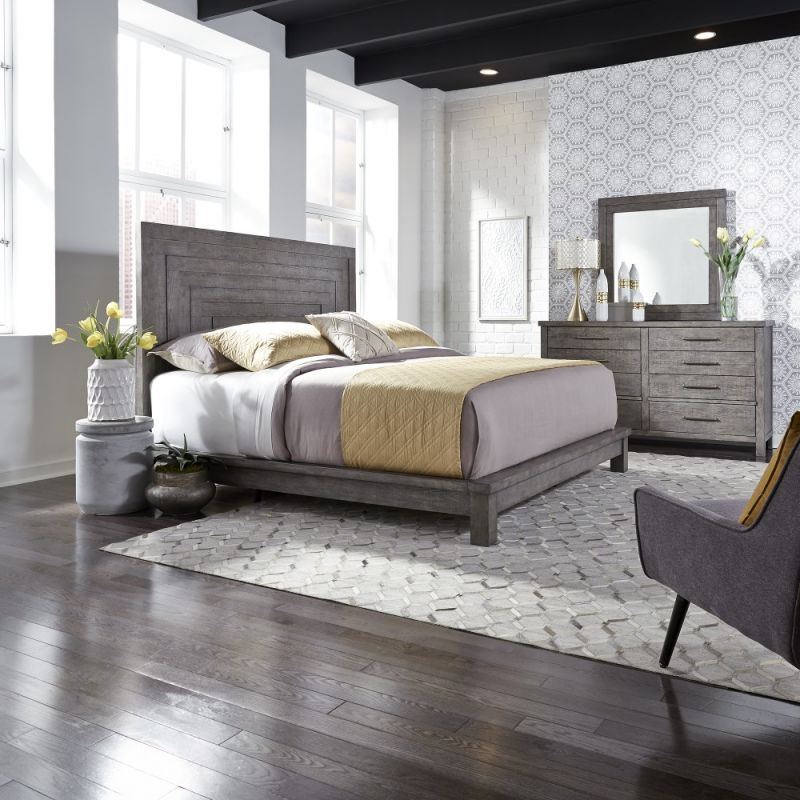 Liberty Furniture - Modern Farmhouse California King Platform Bed, Dresser & Mirror - 406-BR-CPLDM