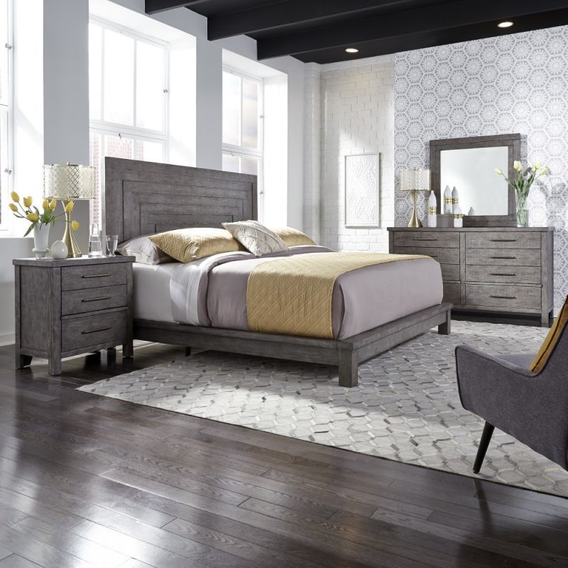 Liberty Furniture - Modern Farmhouse California King Platform Bed, Dresser & Mirror, Night Stand - 406-BR-CPLDMN