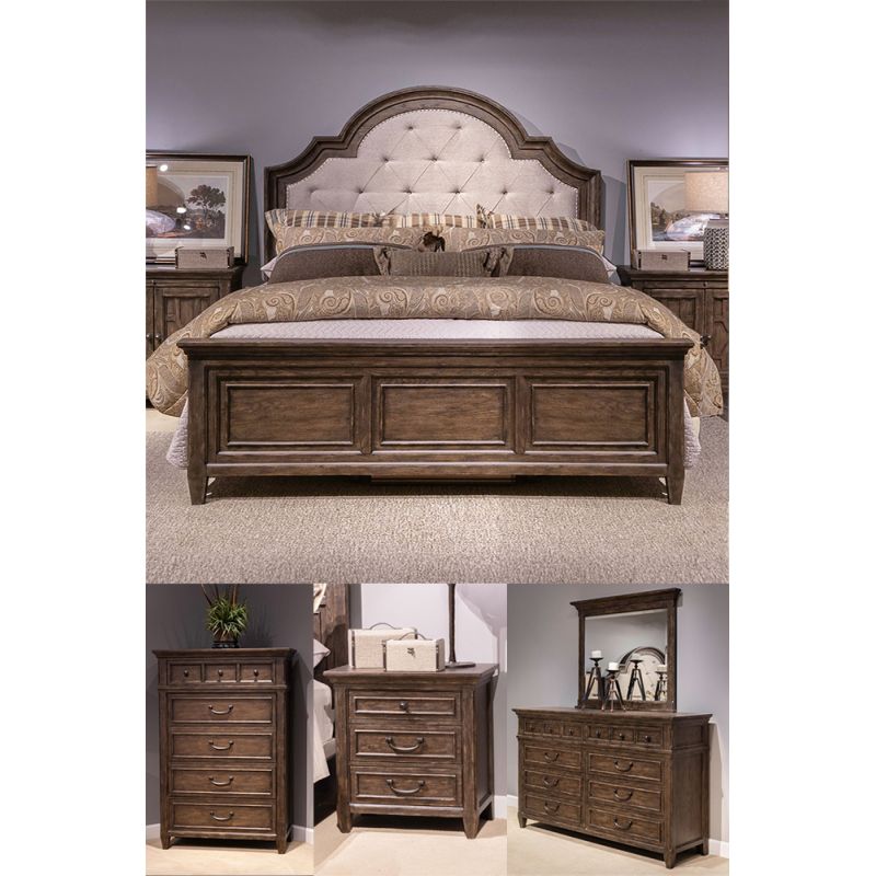 Liberty Furniture - Paradise Valley Queen Uph Bed, Dresser & Mirror, Chest, Night Stand  - 297-BR-QUBDMCN