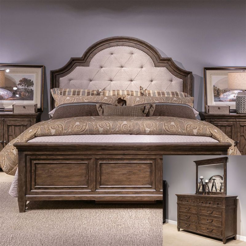 Liberty Furniture - Paradise Valley Queen Uph Bed, Dresser & Mirror  - 297-BR-QUBDM
