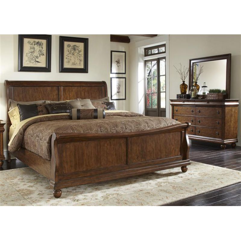 Liberty Furniture - Rustic Traditions 3 Piece King Sleigh Bed, Dresser & Mirror Set - 589-BR-KSLDM