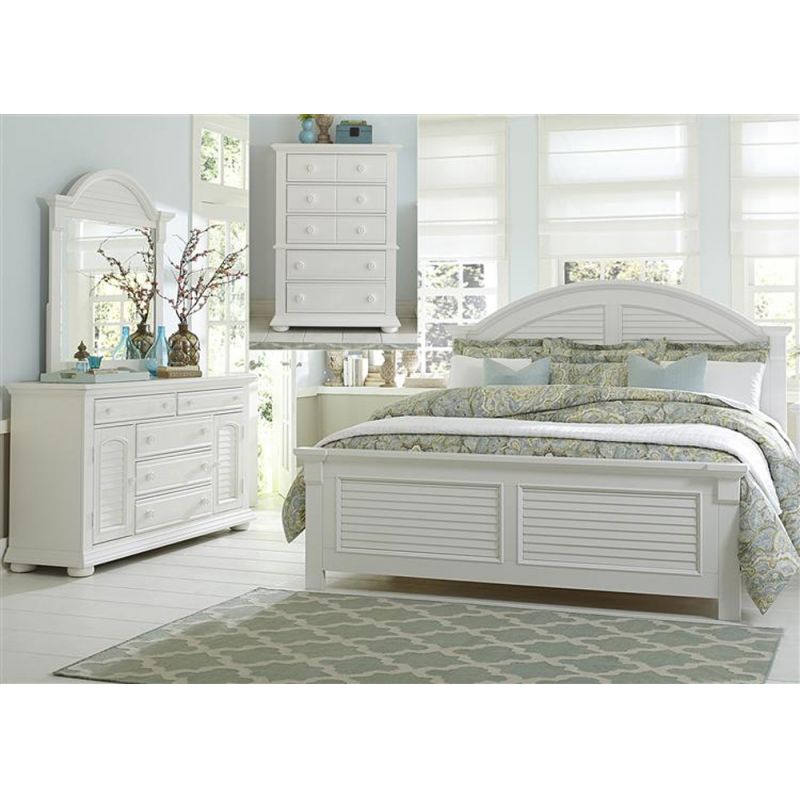 Liberty Furniture - Summer House I 4 Piece King Panel Bed, Dresser & Mirror, Chest Set - 607-BR-KPBDMC
