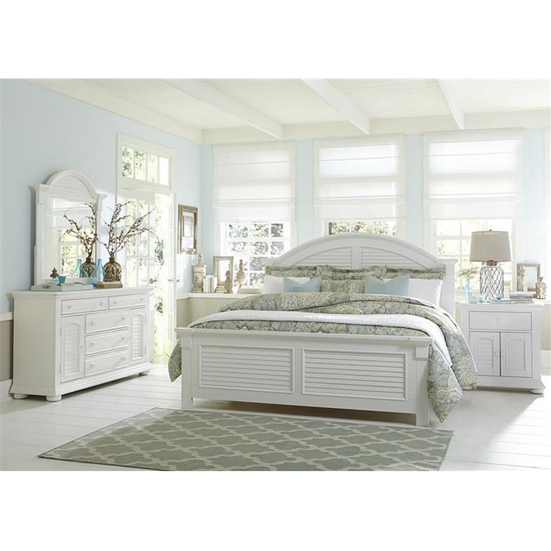 Liberty Furniture - Summer House I 4 Piece King Panel Bed, Dresser & Mirror, Night Stand Set - 607-BR-KPBDMN