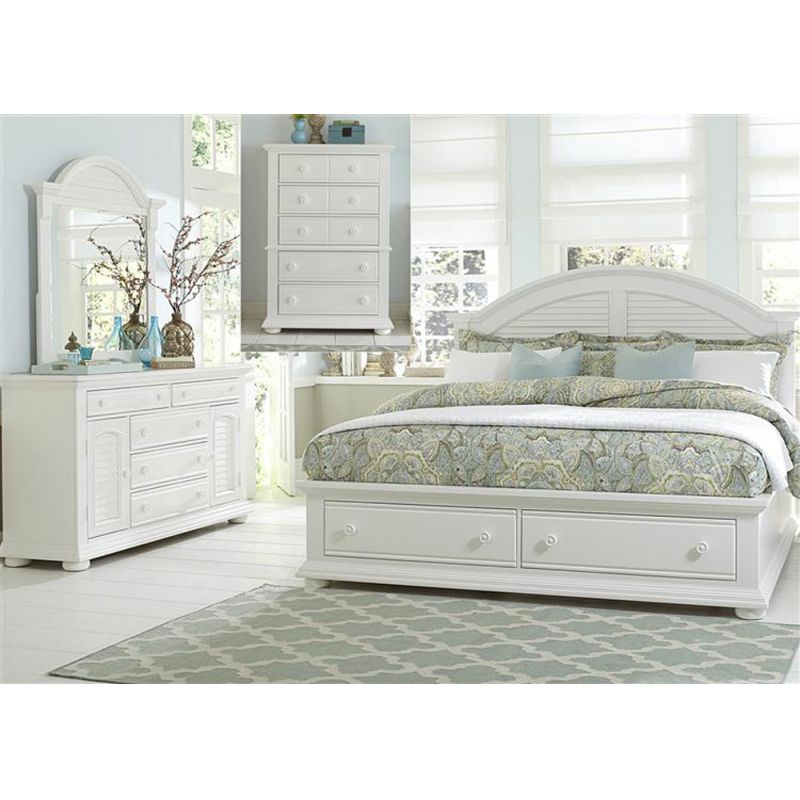 Liberty Furniture - Summer House I 4 Piece King Storage Bed, Dresser & Mirror, Chest Set - 607-BR-KSBDMC
