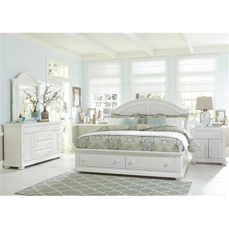 Liberty Furniture - Summer House I 4 Piece King Storage Bed, Dresser & Mirror, Night Stand Set - 607-BR-KSBDMN